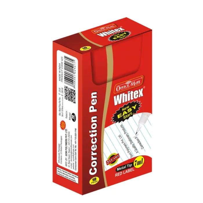 Correction Pen 7ml Metal Tip - Pack of 10 PCS