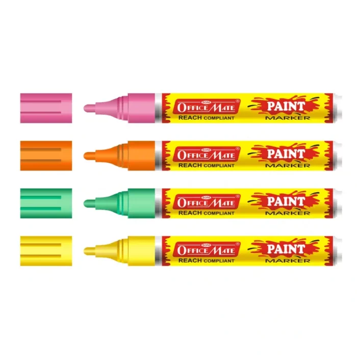 Paint Marker Fluorescent Colors (4pcs), Water-Resistant, Non-Toxic Ink for DIY, Artwork & Crafting
