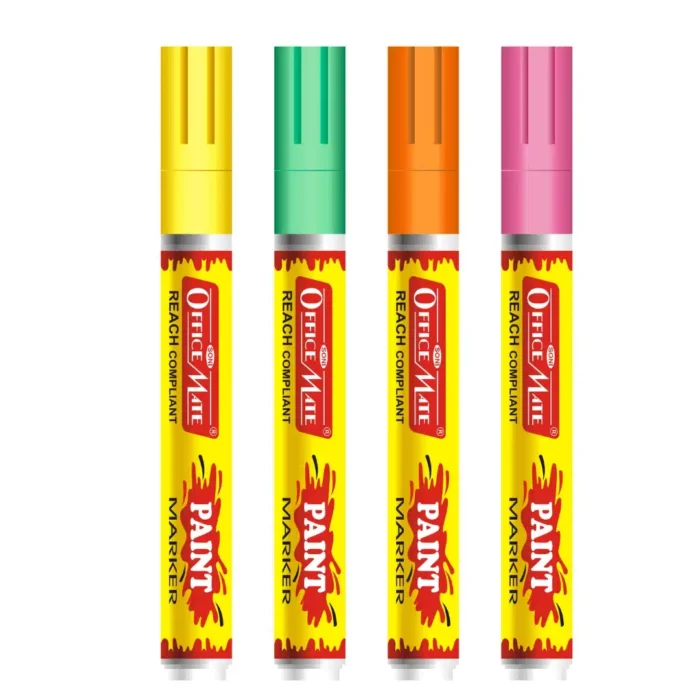 Paint Marker Fluorescent Colors (4pcs), Water-Resistant, Non-Toxic Ink for DIY, Artwork & Crafting
