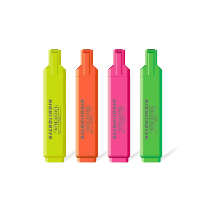Fluorescent Highlighters (4pcs) – Vibrant Colors, Smooth Flow, 3x Longer Lasting
