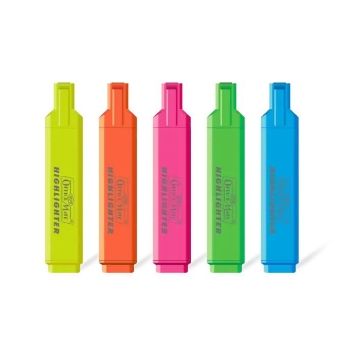 Fluorescent Highlighters (5pcs) – Vibrant Colors, Smooth Flow, 3x Longer Lasting