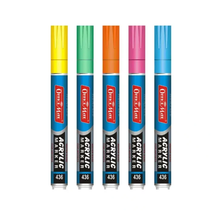 Fluorescent Acrylic Paint Markers (5pcs) – Vivid Colours, Water Based, Versatile Use, Non-Fading
