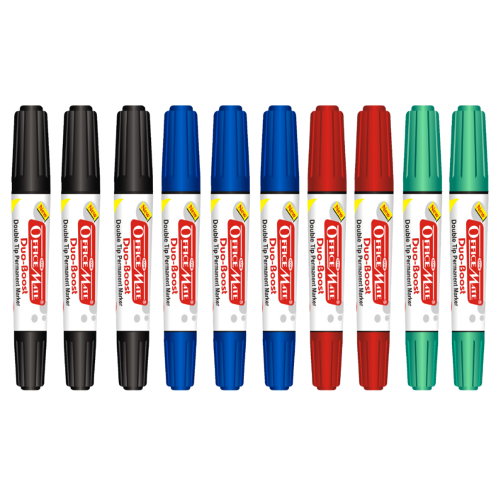 Permanent Marker Double Tip (Bullet + Chisel Tip) Pack of 10pcs