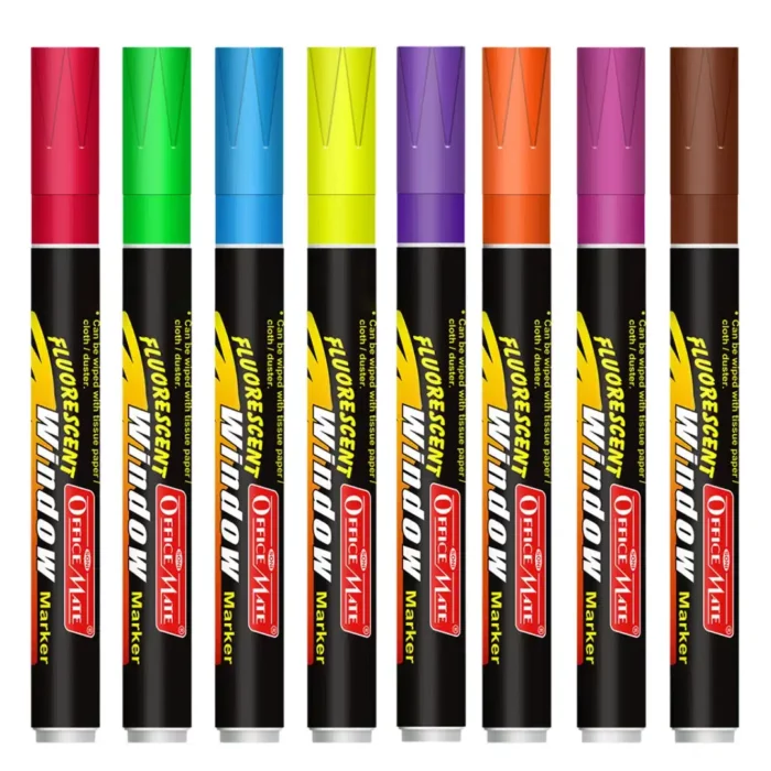 Fluorescent Window Markers /Chalk Markers (8 Pcs) Bright, Bold, Easy Erase