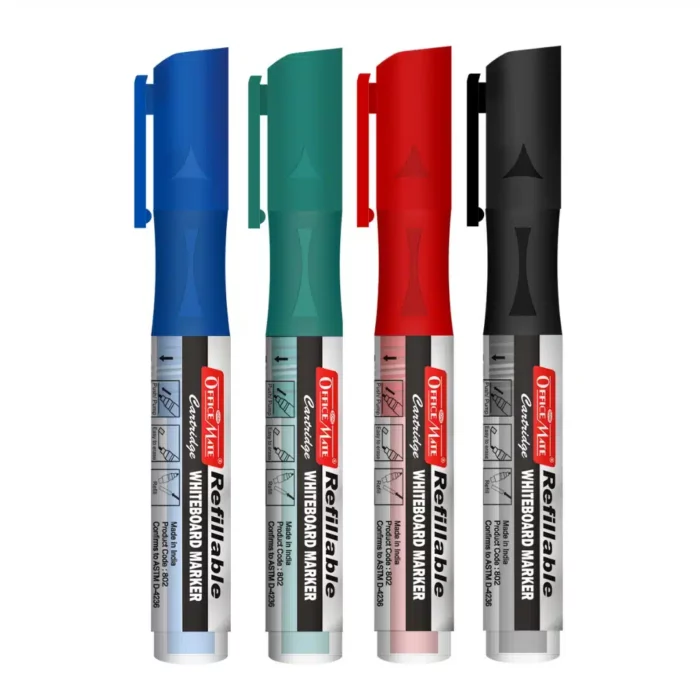 Whiteboard Markers with Refillable Cartridges (Pack of 4) – Eco-Friendly, Lasts Longer