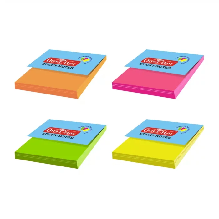 Fluorescent Sticky Note Pads – 100 Sheets (76 x 76)
