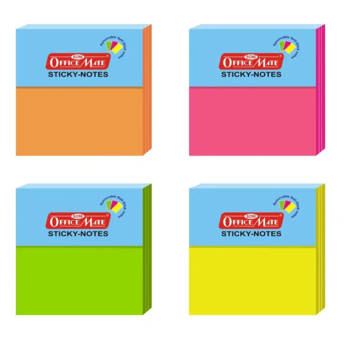 Fluorescent Sticky Note Pads – 100 Sheets (76 x 76)