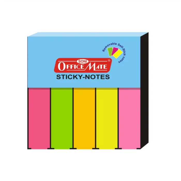 Fluorescent Sticky Note Pads – 100 Sheets (13mm x 50mm x 5)
