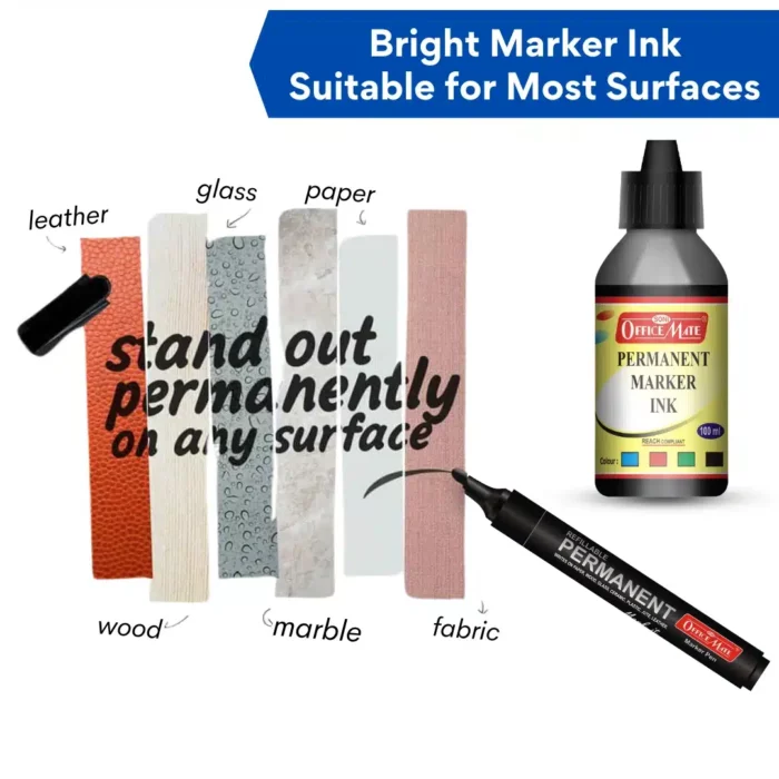 Permanent Marker Ink Bottle (100ml) – Pack of 4, Quick-Drying, Vibrant Colors