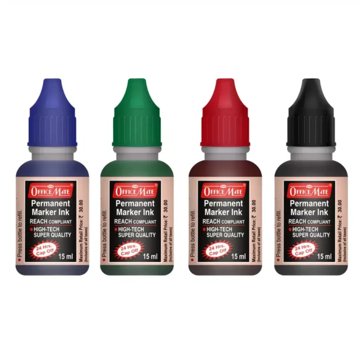 Permanent Marker Ink Bottle (15ml) – Pack of 4, Quick-Drying, Vibrant Colors