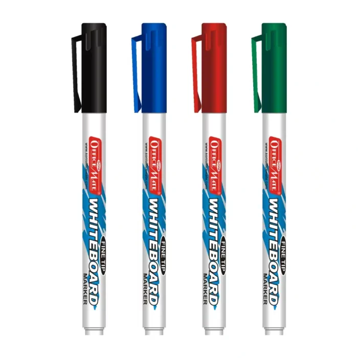 Slim Whiteboard Marker, Assorted Colour (Pack of 4) – Extra Precision, Bright Colours, Easy Wipe