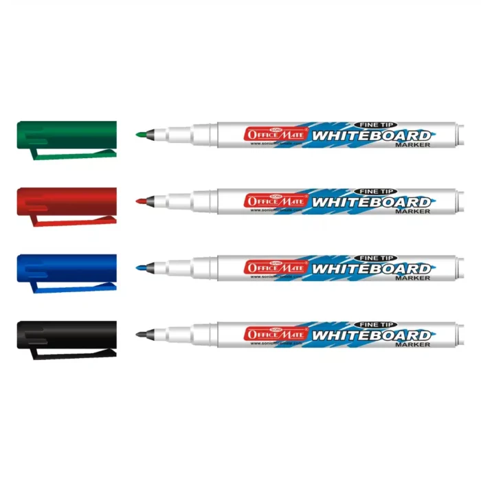 Slim Whiteboard Marker, Assorted Colour (Pack of 4) – Extra Precision, Bright Colours, Easy Wipe
