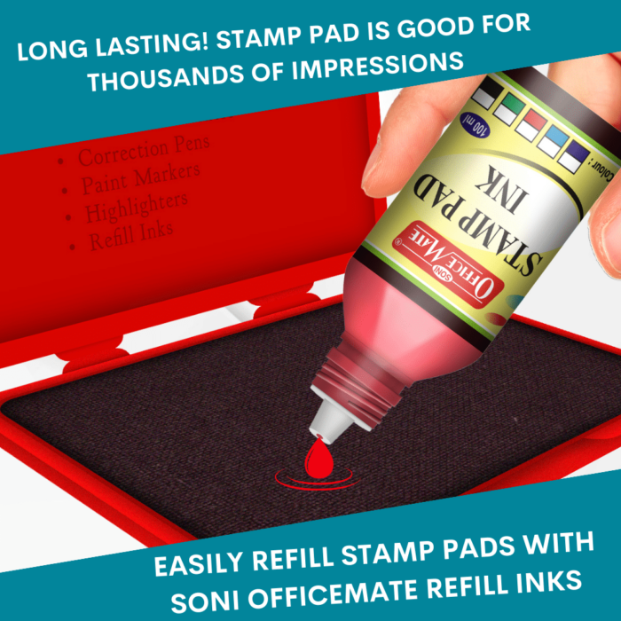 Stamp Pad - Red, Long-Lasting Impressions, Quick-Drying Ink for Any Project