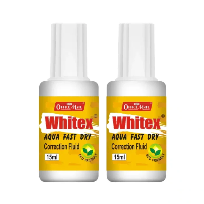 Whitex Correction Fluid (15ml) – Pack of 2, Instant Drying, Eco-Friendly
