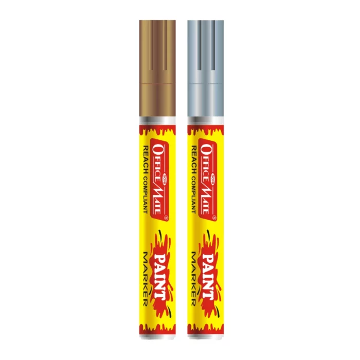 Paint Marker Combo (Golden & Silver) for Metallic Artwork, Non-Toxic, Multi surface usage