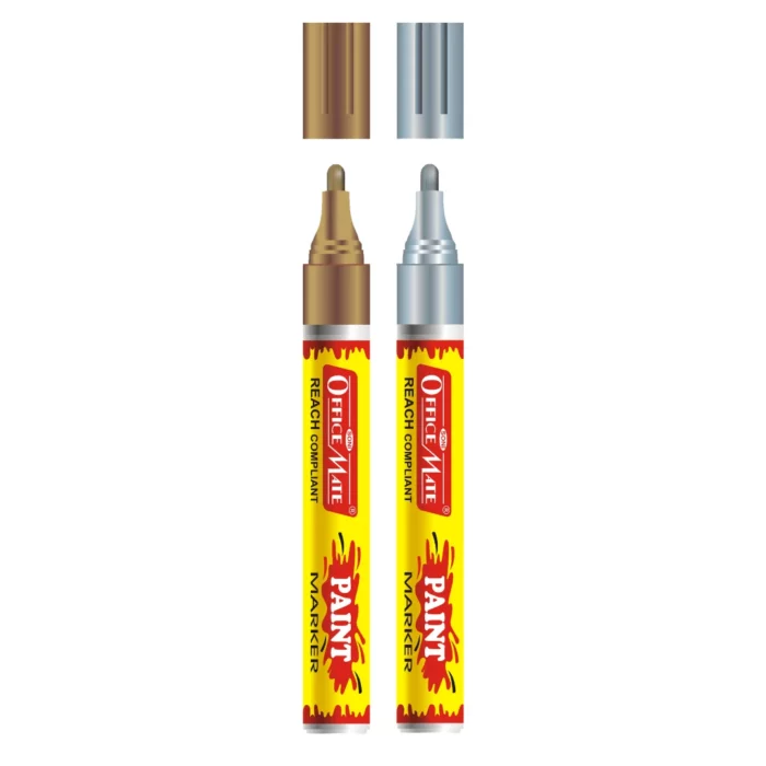 Paint Marker Combo (Golden & Silver) for Metallic Artwork, Non-Toxic, Multi surface usage