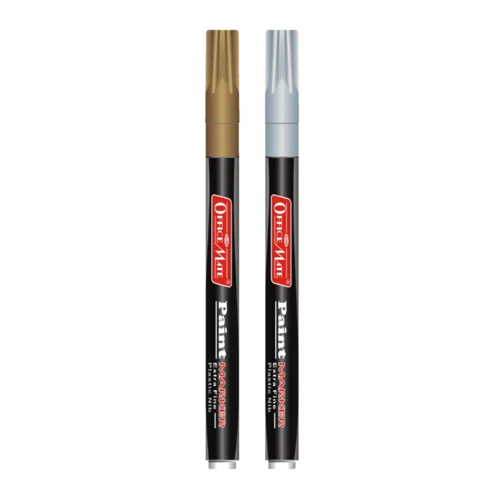 Fine Tip Paint Marker Combo (Golden & Silver) for Metallic Artwork, Non-Toxic, Multi surface usage