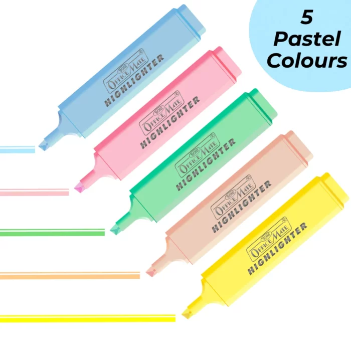 Pastel Highlighters (5pcs), Smudge Proof Pastel Ink, Smooth Flow, 3x Longer Lasting