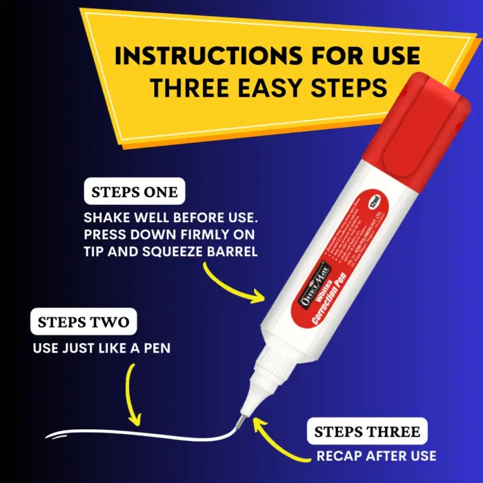 Correction Pen (12ml) – Pack of 2, Instant Drying, Precise Application